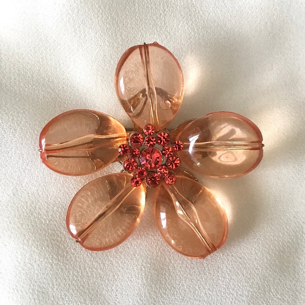 Vintage Orange Flower Brooch
